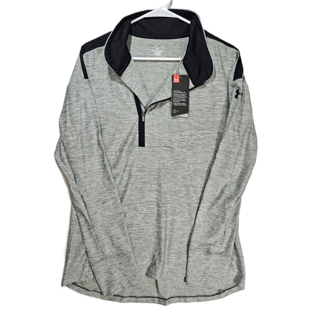 Under Armour Women's Hotshot 1/2 Zip Pullover Black/Gray Heather, Sz MD, NWT